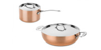 Bundel koperen braadpan + steelpan